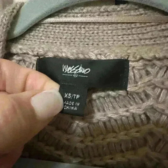 Mossimo Taupe Open-Front Knit Cardigan with Pockets Size XS Cozy Chevron Pattern - Picture 4 of 4